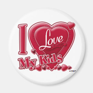 Ich Liebe meine Kinder rot - Herz Magnet