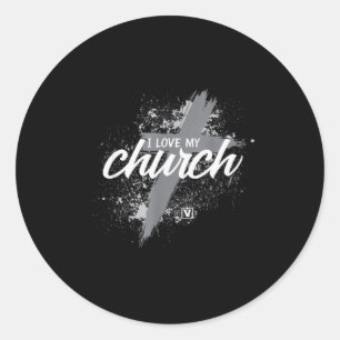Ich liebe meine Kirche - Midland New Life Vineyard Runder Aufkleber
