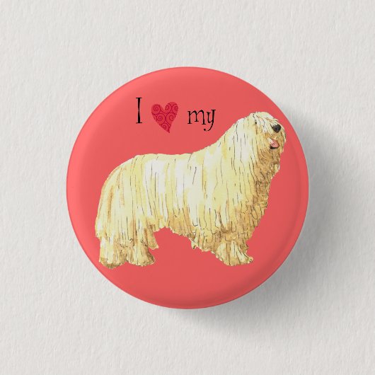 Ich Liebe meine Komondor Button (Vorderseite)