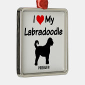 Ich Liebe meine Labradoodle Hund Silhouette Ornament Aus Metall (Rechts)