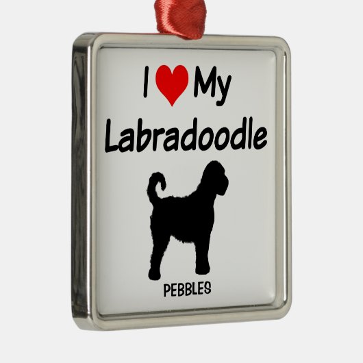 Ich Liebe meine Labradoodle Hund Silhouette Ornament Aus Metall (Rechts)