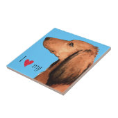 Ich Liebe meine langhaarige Dackel Fliese (Seite)