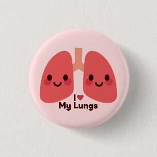 Ich Liebe meine Lunge - Niedlich Lächeln Button
