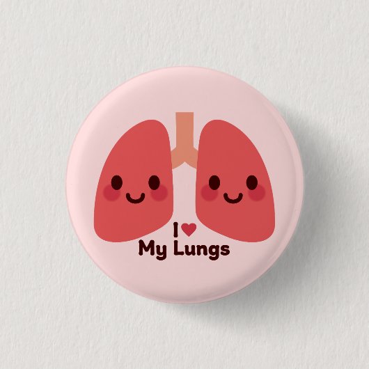 Ich Liebe meine Lunge - Niedlich Lächeln Button (Vorderseite)