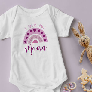 Ich liebe meine Mama Boho Regenbogen passende Mini Baby Strampler