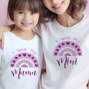 Ich liebe meine Mama Boho Regenbogen passende Mini T-Shirt