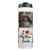 Ich Liebe meine Mama Foto Collage Weiße Blume Thermosbecher (Vorderseite)