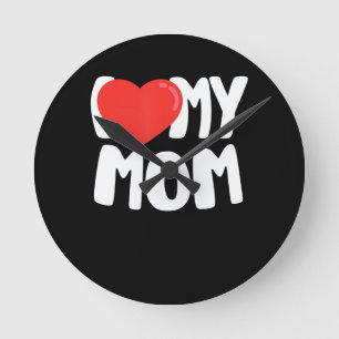 Ich Liebe meine Mama TShirt mit Large Red Heart Runde Wanduhr