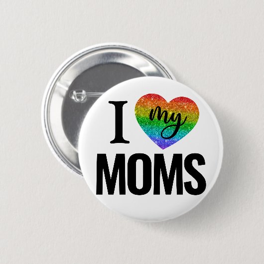 Ich Liebe meine Mamas | Rainbow Heart Prith Month Button (Vorne & Hinten)