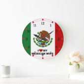 Ich Liebe meine mexikanische Ehefrau - Flagge Mexi Große Wanduhr (Zuhause)