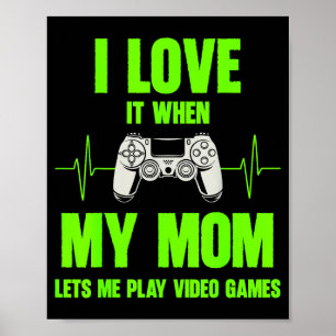 Ich liebe meine Mom Gamer Gaming Teenager Jungen V Poster