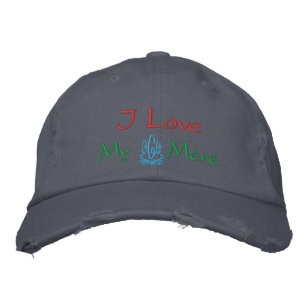 Ich Liebe meine Mutter auf Französisch in Blau Bestickte Kappe