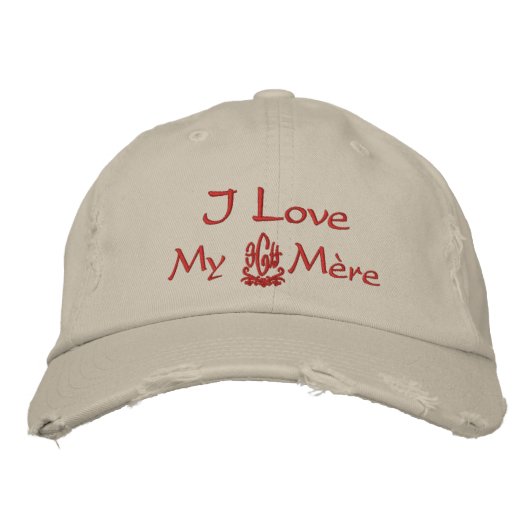 Ich Liebe meine Mutter mit französischem Stein I Bestickte Baseballkappe (Vorderseite)