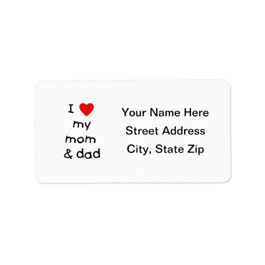 Ich Liebe meine Mutter und meinen Vater Adressaufkleber (Vorne)