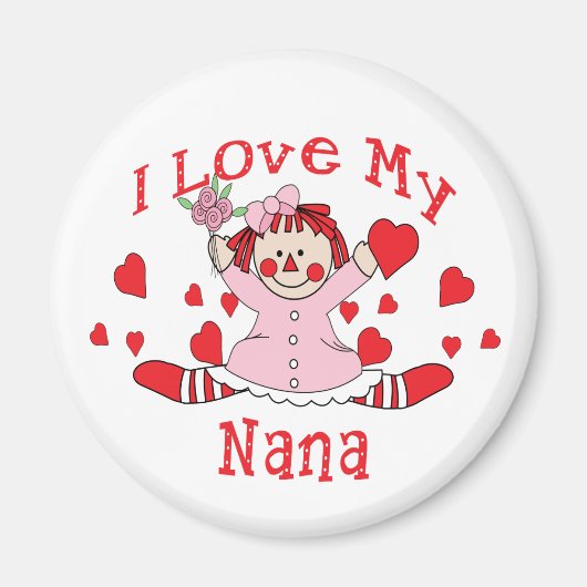 Ich Liebe meine Nana Rag Puppen & Herzen Magnet (Vorne)
