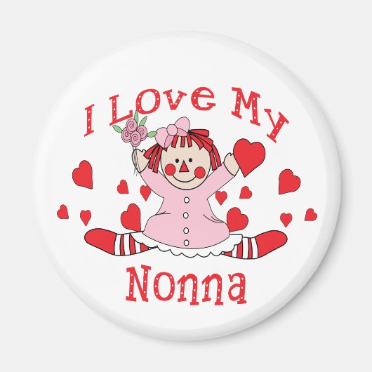 Ich Liebe meine Nonna Rag Puppe & Herz Magnet (Vorne)
