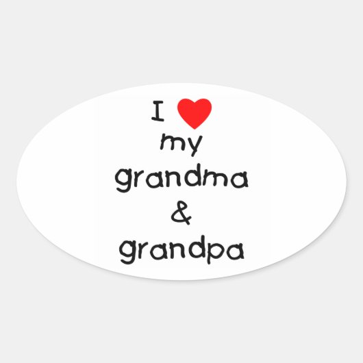 Ich Liebe meine Oma & Opa Ovaler Aufkleber (Vorderseite)