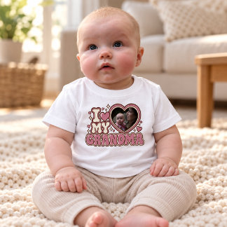 Ich liebe meine Oma personalisiertes Foto-Baby-T-S Baby T-shirt