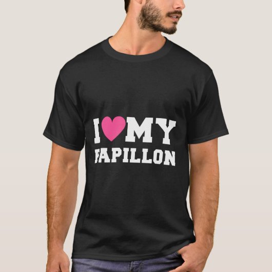 Ich Liebe meine Papillon Hunde T-Shirt (Vorderseite)