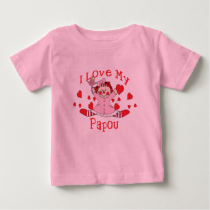 Ich Liebe meine Papou Rag Puppen & Herzen Baby T-shirt