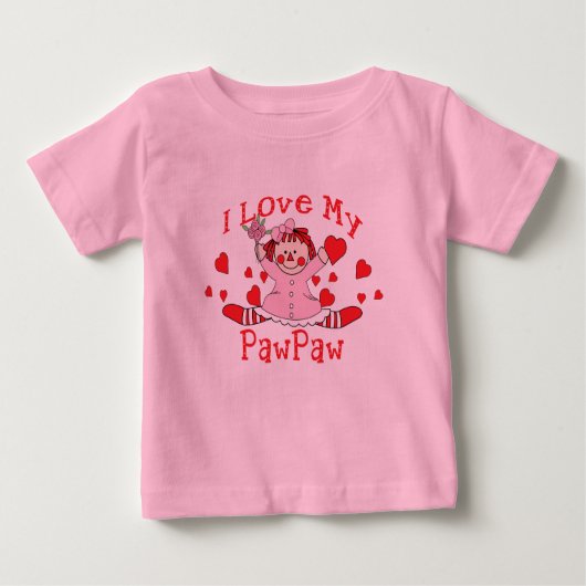 Ich Liebe meine PawPaw Rag Puppe & Herz Baby T-shirt (Vorderseite)