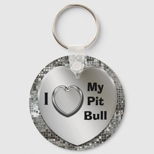 Ich Liebe meine Pit Bull Heart Keychain Schlüsselanhänger (Vorderseite)