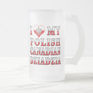Ich Liebe meine polnisch-kanadische Dziadzia-Flagg Mattglas Bierglas