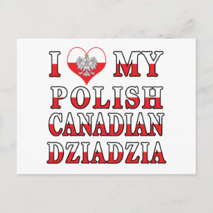 Ich Liebe meine polnisch-kanadische Dziadzia-Flagg Postkarte