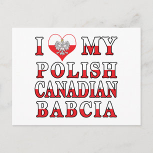 Ich Liebe meine polnische kanadische Flagge Babcia Postkarte