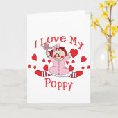 Ich Liebe meine Poppy Rag Puppe & Herz Karte (Gelbe Blume)