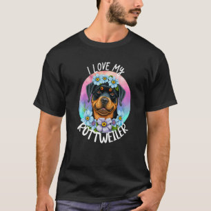 Ich liebe meine Rottweiler-Hundemutter-Blumen-Welp T-Shirt