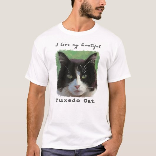 "Ich Liebe meine schöne Tuxedo-Katzen-" T - Shirt (Vorderseite)