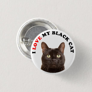 Ich Liebe meine schwarze Katze Button