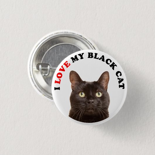 Ich Liebe meine schwarze Katze Button (Vorne & Hinten)