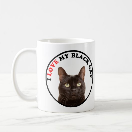 Ich Liebe meine schwarze Katze Kaffeetasse (Links)