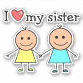 Ich Liebe meine Schwester Aufkleber (Vorderseite)