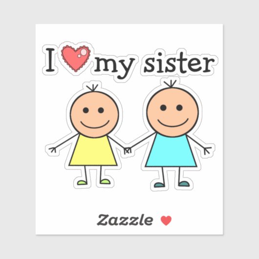 Ich Liebe meine Schwester Aufkleber (Blatt)