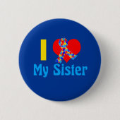 Ich Liebe meine Schwester Autismus Awareness Blue Button (Vorderseite)