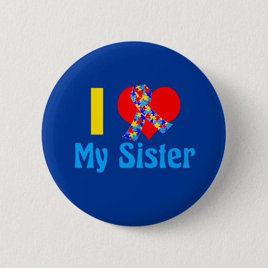 Ich Liebe meine Schwester Autismus Awareness Blue Button (Vorderseite)