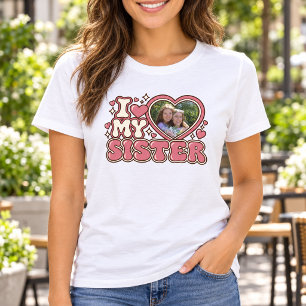 Ich liebe meine Schwester Personalisiertes Herz Fo T-Shirt