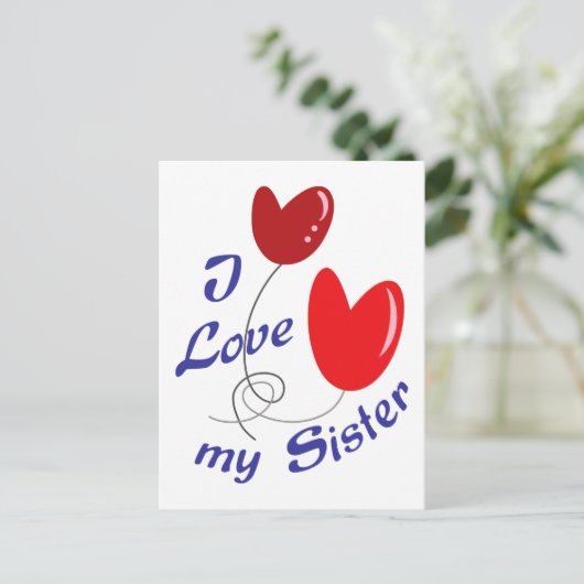 Ich Liebe meine Schwester Postkarte (Stehend Vorderseite)