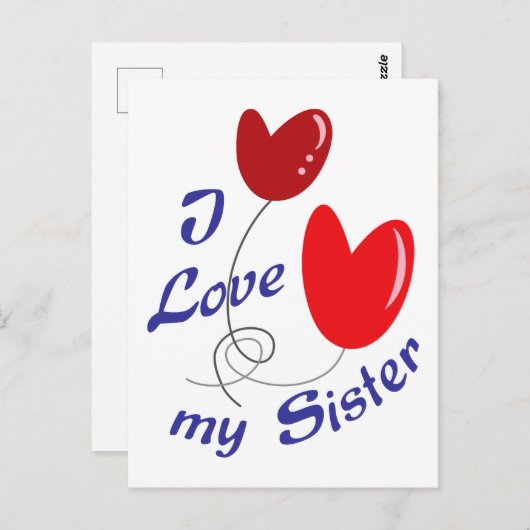 Ich Liebe meine Schwester Postkarte (Vorne/Hinten)