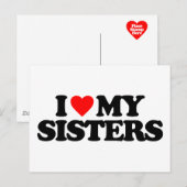 ICH LIEBE MEINE SCHWESTER POSTKARTE (Vorne/Hinten)