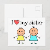 Ich Liebe meine Schwester Postkarte (Vorne/Hinten)