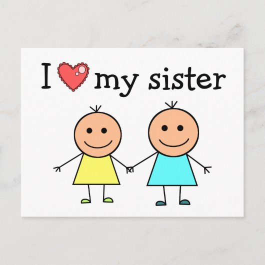 Ich Liebe meine Schwester Postkarte (Vorderseite)
