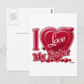 Ich Liebe meine Schwester rot - Herz Postkarte (Vorne/Hinten)