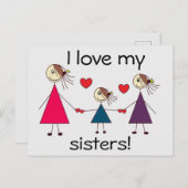 Ich Liebe meine Schwestern Niedliche Schwestern Li Postkarte (Vorne/Hinten)