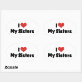 Ich Liebe meine Schwestern Ovaler Aufkleber (Blatt)