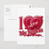 Ich Liebe meine Schwestern rot - Herz Postkarte (Vorne/Hinten)