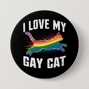 Ich liebe meine schwule Katze lustiger Regenbogen  Button